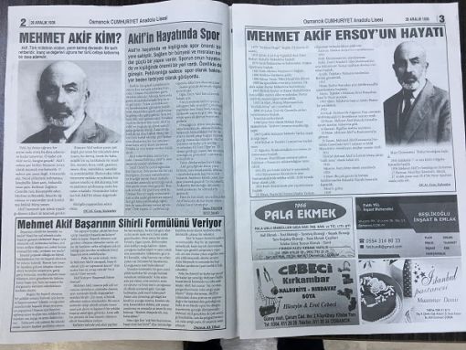  Osmancık Cumhuriyet Anadolu Lisesinden “Mehmet Akif Ersoy Özel Sayılı Gazete” 4
