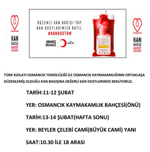 Türk Kızılay’ı Osmancık Temsilciliğinden Kan Bağışı kaqmpanyasına davetv 2